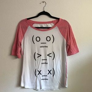 AEROPOSTLE pink+white weekend emoji tee